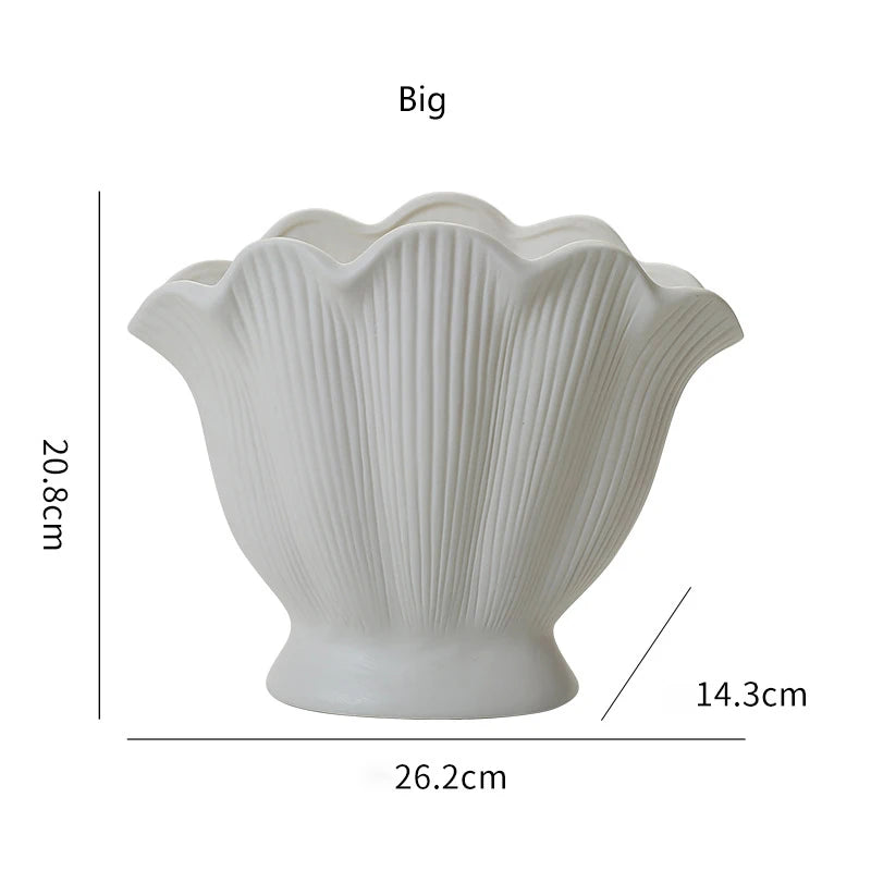 Shell Shape Ceramic Flower Vase Home Decoration Flower Arrangement DIY Flowerpot Flower Pot Storage Bottle Living Room Ornaments