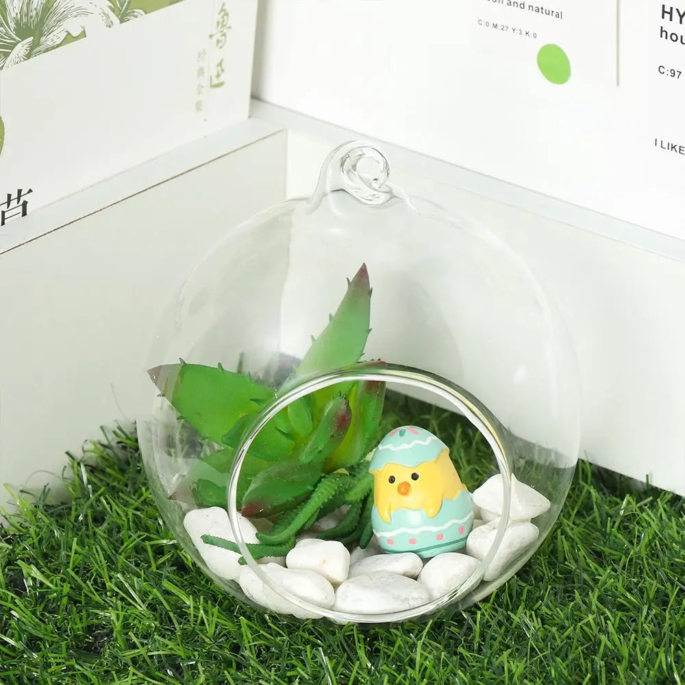 Hanging Glass Ball DIY Bauble Plant Pot Clear Glass Tea Light LED Candle Holder Fillable Bauble Tabletop Vases Decoration Crafts