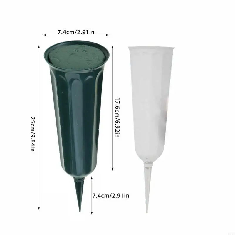 2Pcs Outdoor Cemetery Vases for Flowers with Easy Ground Insertion Grave Vases
