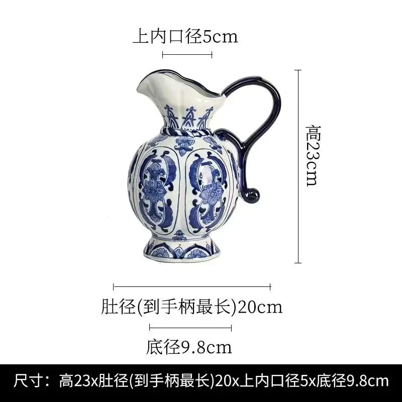 Exquisite Ceramic Vase Antique Blue White Porcelain Flower Container Living Room Home Decoration Flower Porcelain Vase Crafts