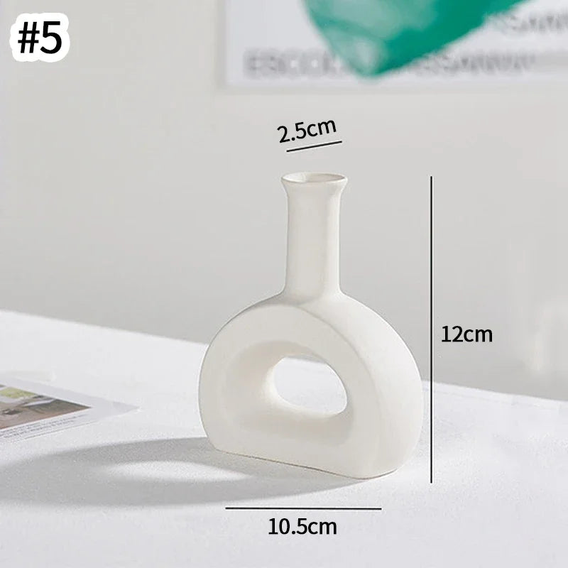 Ceramic Vase White Flower Pot Nordic Decorative Vase Dry Flower Vases for Home Living Room Desktop Decor ваза для цве