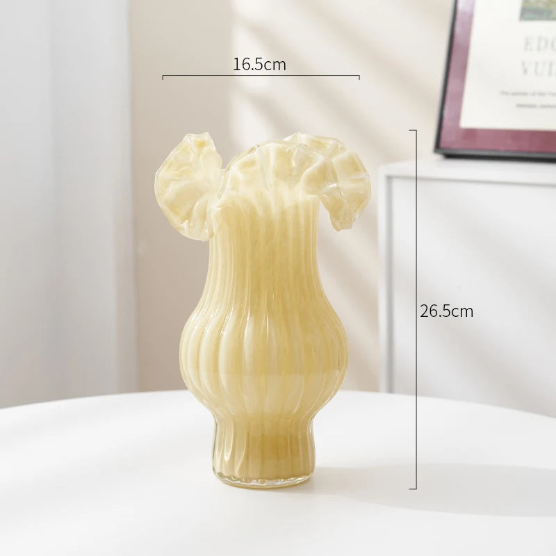 Glass Vase Purple Wave Floral Arrangement Accessories Hydroponics Terrarium Flower Vase Home Decoration Accessories