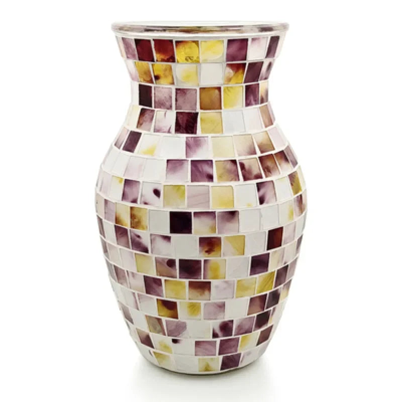 European Style Pastoral Mosaic Glass Vase, Pink and Purple, Fashion Home and Restaurant Decoration Furnishings