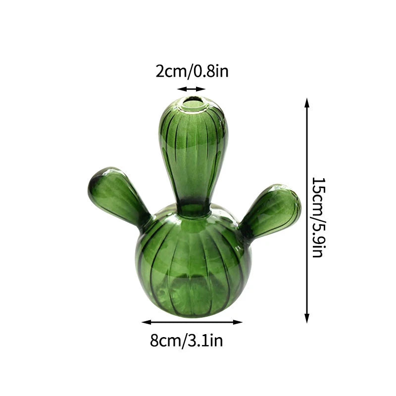 Cactus Shaped Glass Vase for Plant Creative Vase Decoration Home Desktop Decor Transparent Hydroponics Plant Vase Birthday Gift