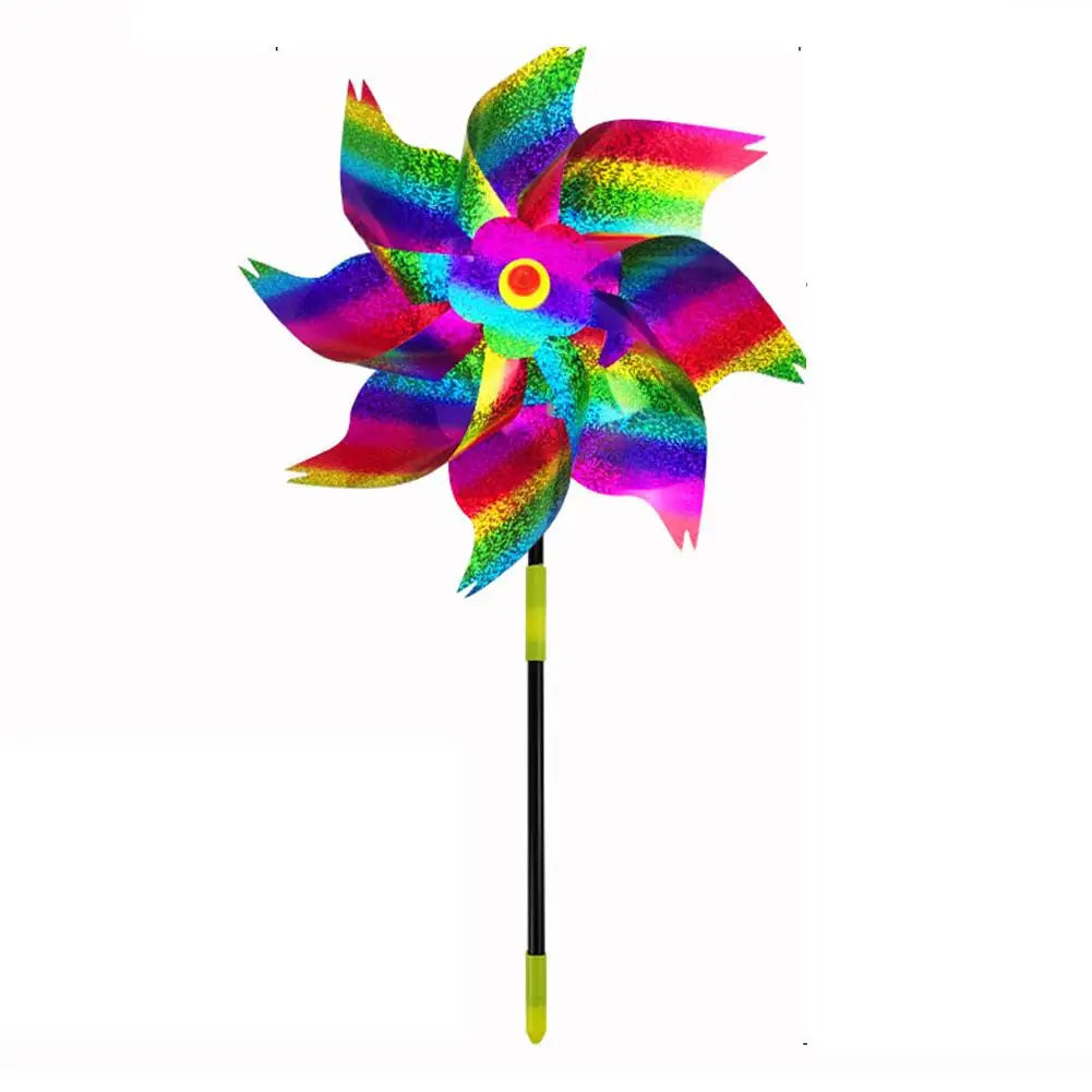 1pc Reflective Birds Repellent Windmills Sparkly Pinwheel With Stake Bird Scare Devices For Spring Garden Decor Supplies