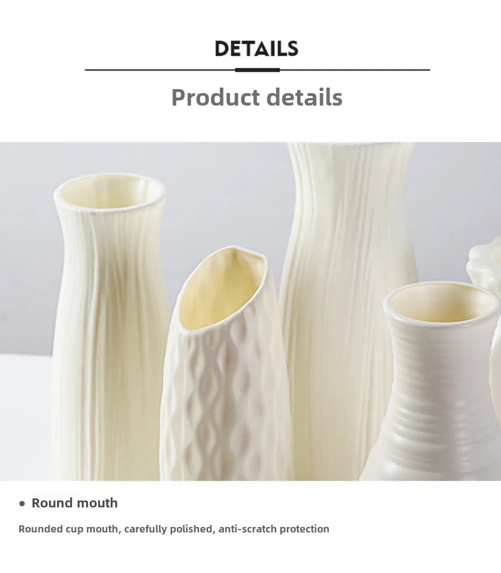 Unbreakable Vase for Flowers Ceramic Look Plastic Vase for Home Decor Living Room Table Wedding Party Living Room Decor Ornament
