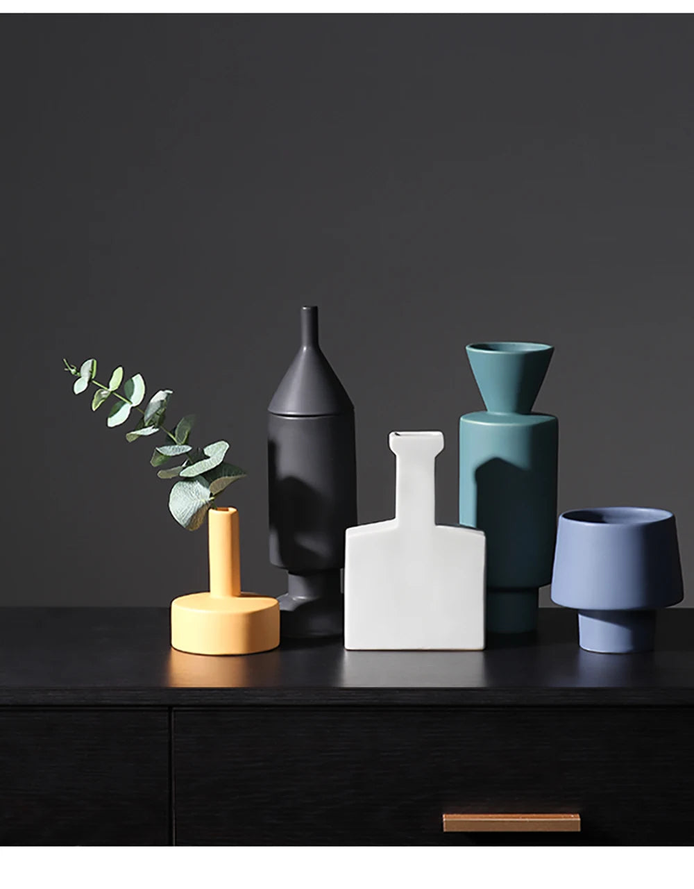 Nordic Morandi ceramic Vase geometric Ornaments Room Decor modern decorative dried flower Vase home decoration Wedding Gifts