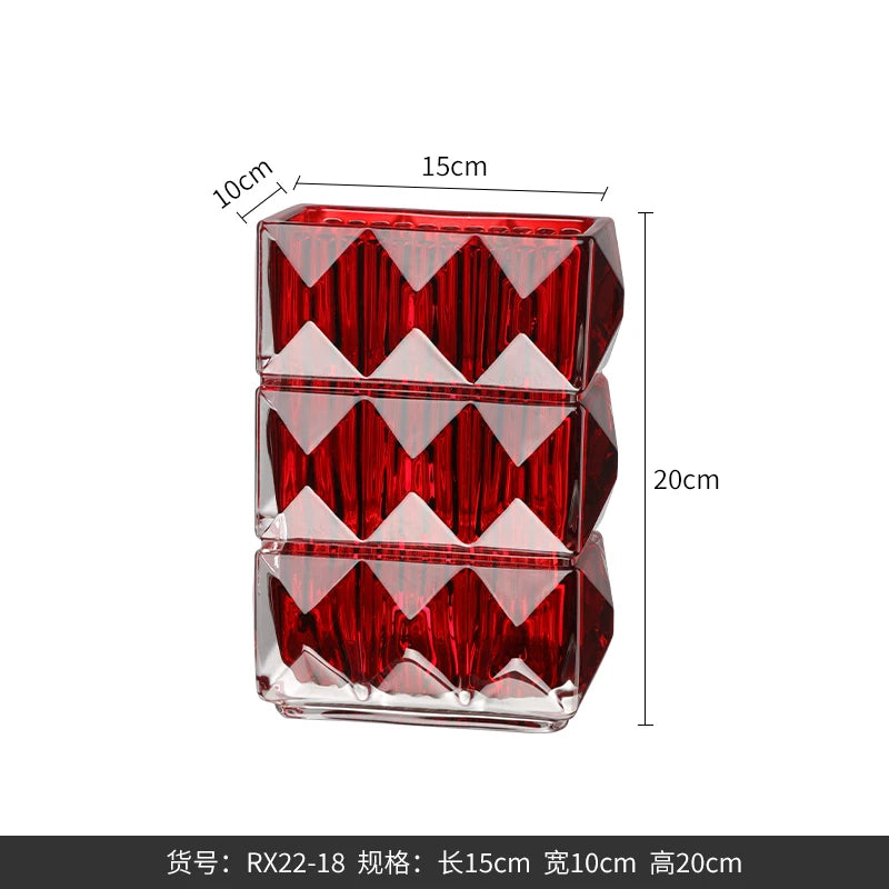 Bright Crystal Glass Vase Modern Living Room Desktop Vase Ornaments Dried Flowers Flower Vase Desktop Decoration Accessories