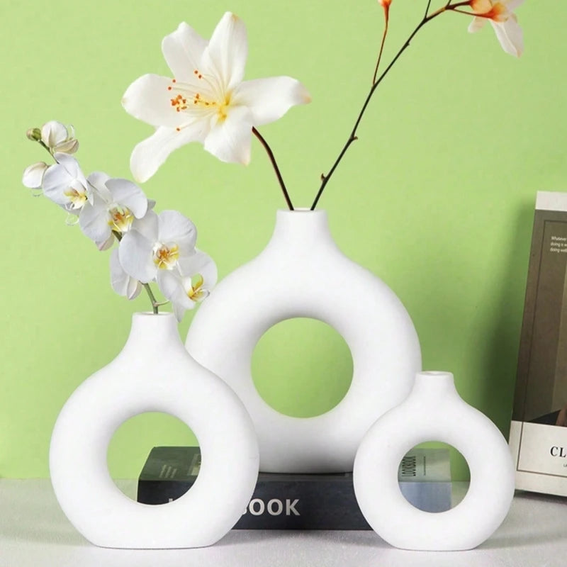 1 piece round vase decoration, imitation ceramic vase, suitable for wedding vase decoration, home living room flower arrangement