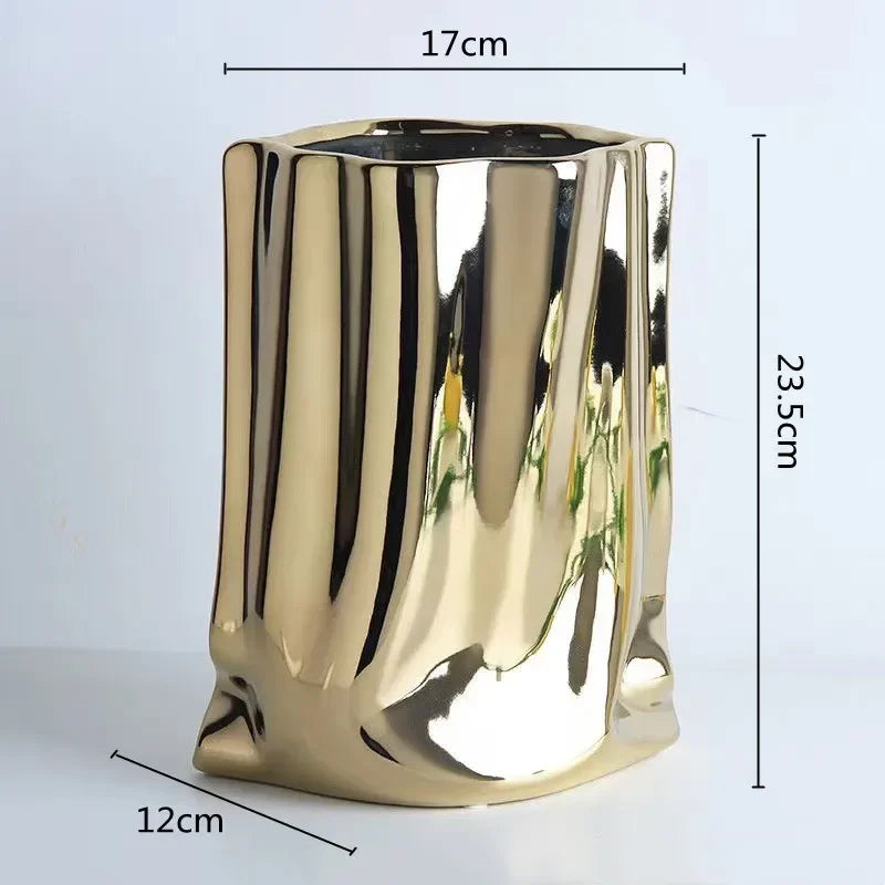 Creative Flower Pots Large Silver Ceramic Flower Cachepot Vase Planters Garden Succulent Plants Potted Modern Home Decoration