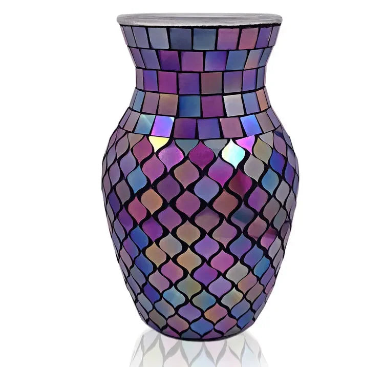European Style Pastoral Mosaic Glass Vase, Pink and Purple, Fashion Home and Restaurant Decoration Furnishings