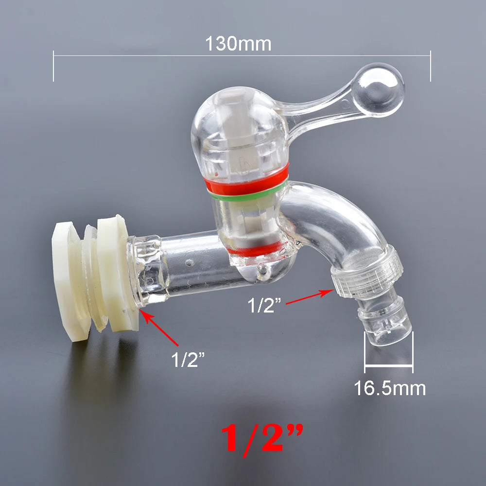 1pc 1/2 3/4" Plastic Male Thread Water Faucet Fish Tank Tap Adapter Assembly Drainage Faucet Aquarium Valve Garden Accessories