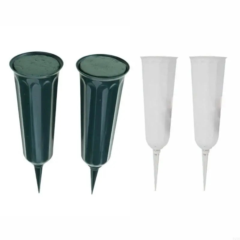 2Pcs Outdoor Cemetery Vases for Flowers with Easy Ground Insertion Grave Vases