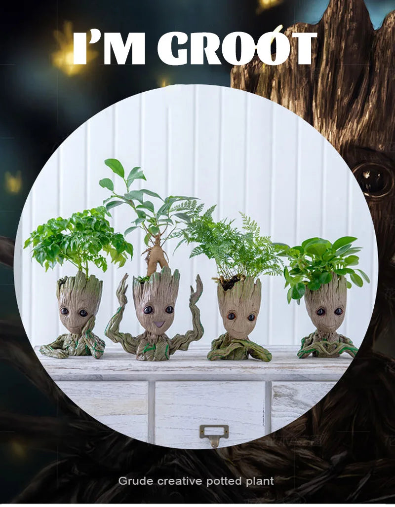 Groot Vases For Flowers Home Decoration Pots Planters Anime Figurines Home Decoration Accessories Office Storage Pen Case