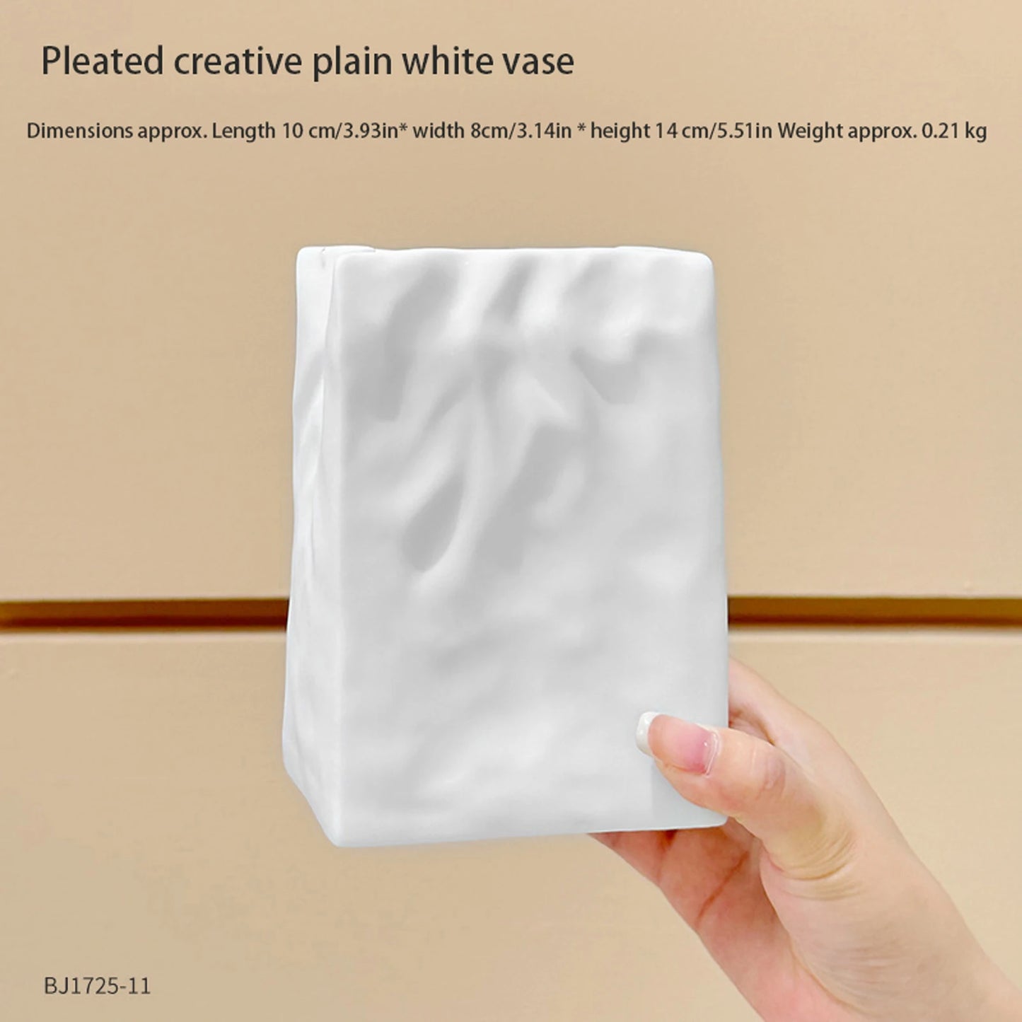 Crumpled/Shell Shaped Flower Vase Stylish Solid White Vase for Home Office Table Centerpieces Decoration