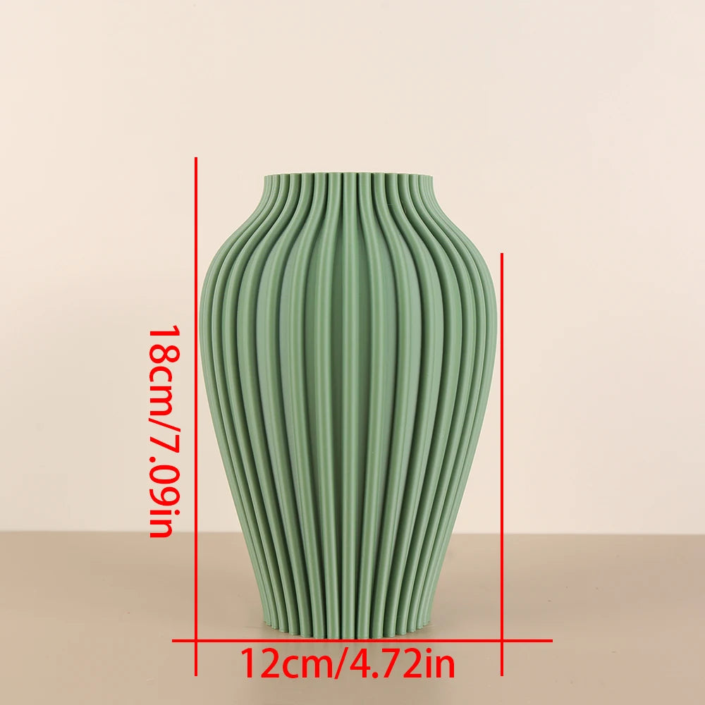 1 Piece of Vertical - striped Art Vase, Multi - color (Black/Green/White/Gray, etc.) Options, Fits Dried/Faux Flowers, Smooth Li