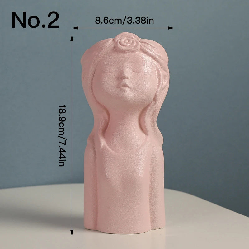 Cute Boy Girl Vase Ceramic Hydroponic Vase Dried Flower Decoration Flower Arrangement Desktop Ornament Home Office Decor
