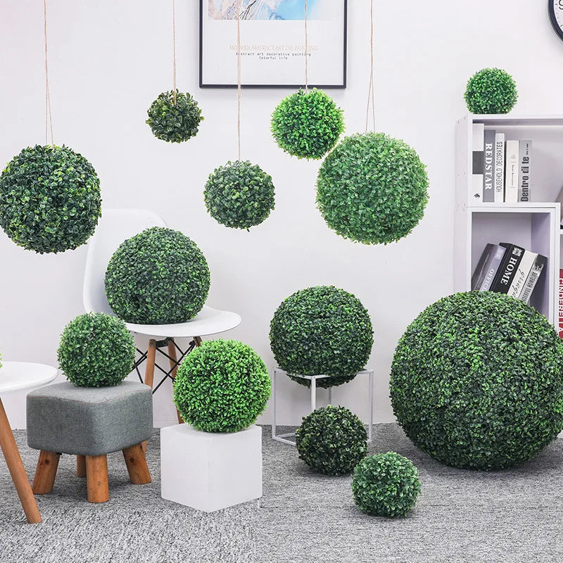 10-48cm artificial green plant grass ball simulated boxwood decorative ball balcony courtyard garden wedding home decoration