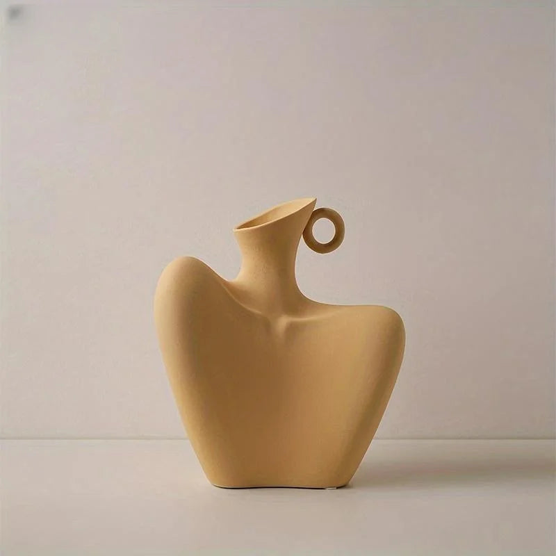 Body Collarbone Vase, Ceramic Vase for Minimalist Style, Unique Statue Art Bust Vase, Modern Abstract Flower Vase for Home Decor