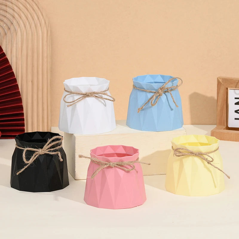 Modern Plastic Vases Home Decoration Anti-ceramic Vases Imitation Rattan Flower Vase European Wedding Modern Decorations Basket