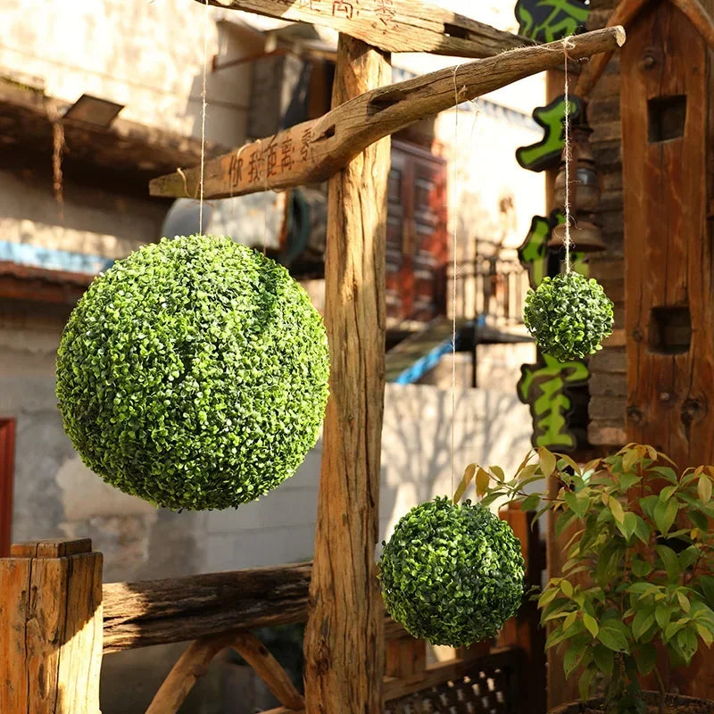 10-48cm artificial green plant grass ball simulated boxwood decorative ball balcony courtyard garden wedding home decoration