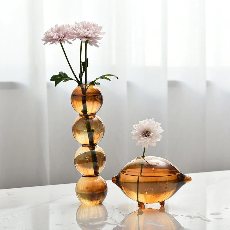 Retro Glass Vase Plant Hydroponic Terrarium Desktop Vase Glass Crafts DIY Aromatherapy Bottle Flower Arrangement Decoration