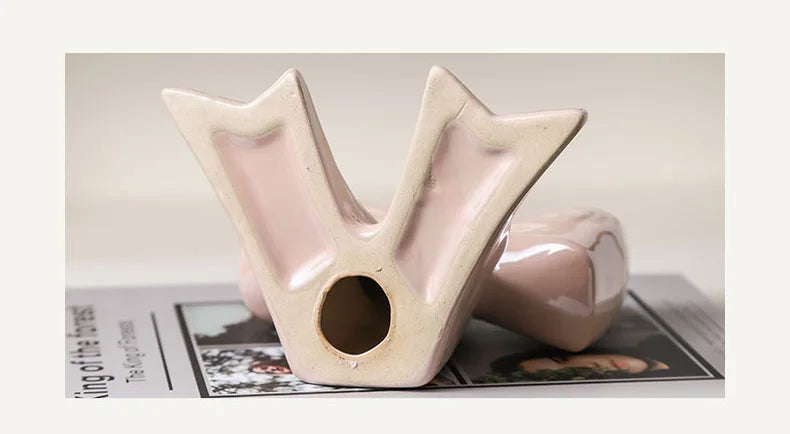 Lovely Bowknot Ceramic Vase Plant Pots Table Decoration Flowers Arrangement Shiny Porcelain Floral Vase Room Aesthetic Decor