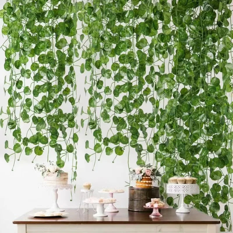 1/2/6Piece Artificial Vine Home Decor Artificial Ivy Leaf Garland Plants Vine Fake Foliage Flowers Creeper Green Ivy Wreath