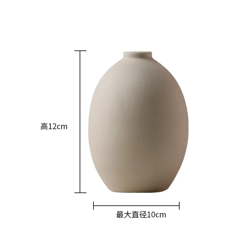 Nordic Simple Plain Ceramic Vase Modern White Beige Dried Flower Bottle Living Room Porch TV Cabinet Art Aesthetic Ornaments