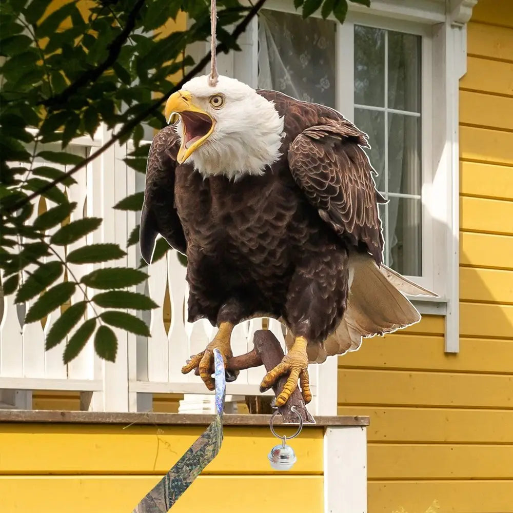 Waterproof Bird Repel Owl Scarecrow Hanging With Bells Fake Bird Scare Device Rectangle Bird Repeller Garden Decoration