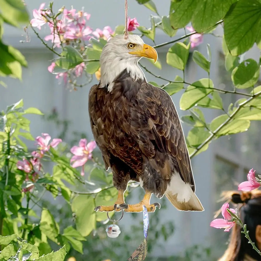 Waterproof Bird Repel Owl Scarecrow Hanging With Bells Fake Bird Scare Device Rectangle Bird Repeller Garden Decoration