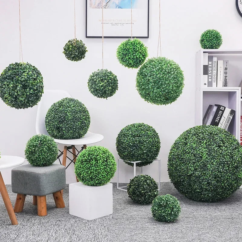 10-48cm artificial green plant grass ball simulated boxwood decorative ball balcony courtyard garden wedding home decoration