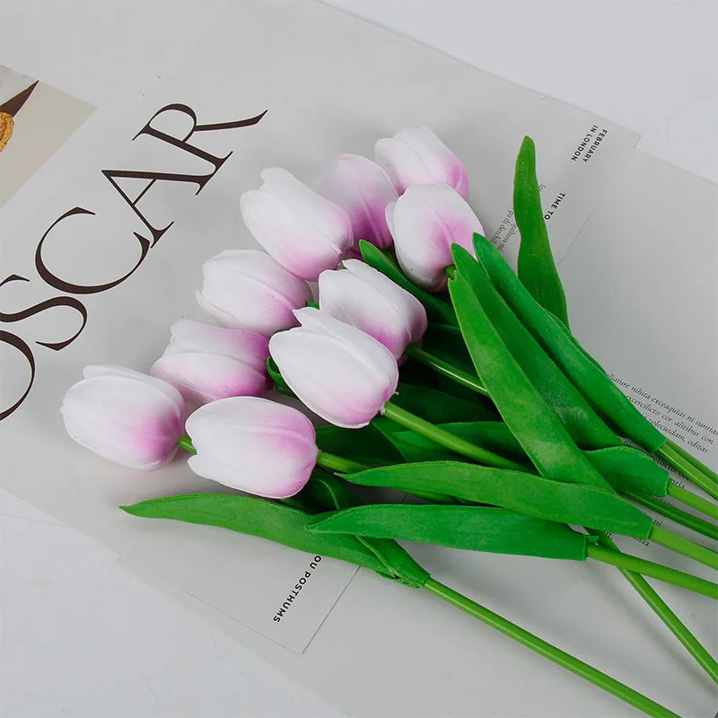 1/3/5/10pcs Tulips Artificial Flowers White Fake Tulips Bouquet Silicone Tulip Flower Home Decor Valentines Gift Wedding Bouquet