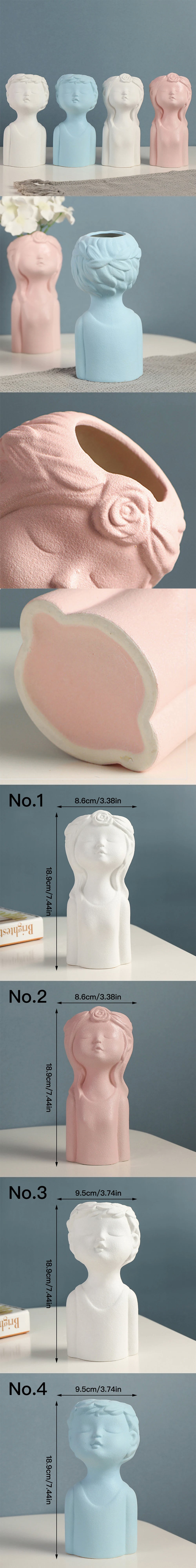Cute Boy Girl Vase Ceramic Hydroponic Vase Dried Flower Decoration Flower Arrangement Desktop Ornament Home Office Decor