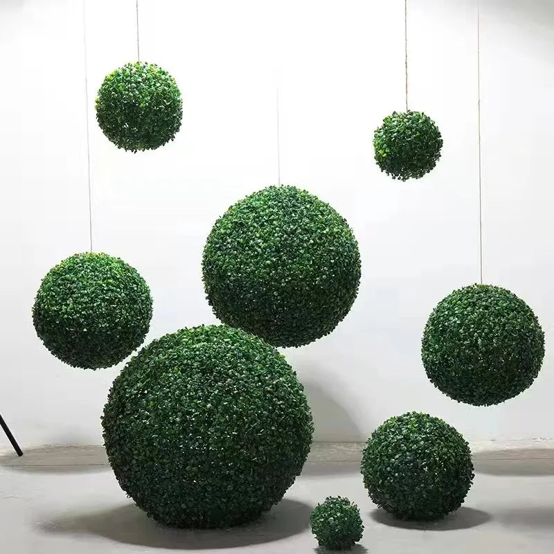 10-48cm artificial green plant grass ball simulated boxwood decorative ball balcony courtyard garden wedding home decoration