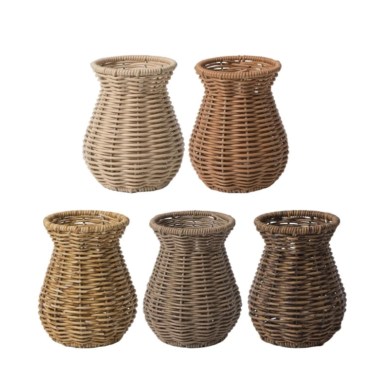 Decorative Rattan Vase Woven Decorative Table Vase for Dried Flower,Home and Office Durability and Waterproof Decors