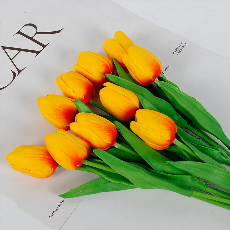 1/3/5/10pcs Tulips Artificial Flowers White Fake Tulips Bouquet Silicone Tulip Flower Home Decor Valentines Gift Wedding Bouquet