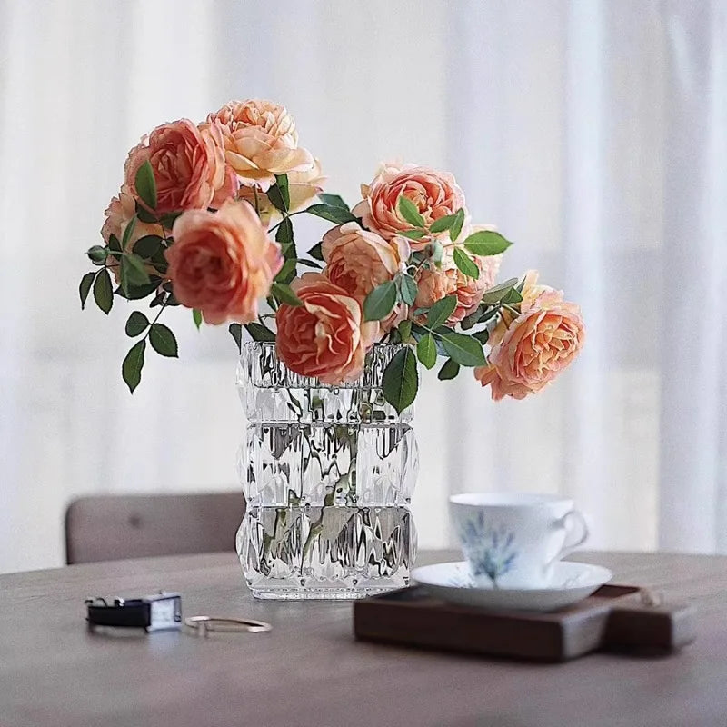 Livetai Modern Minimalist Glass Vase Scandinavian Living Room Transparent Flower Holder Hydroponic Water Home Decor