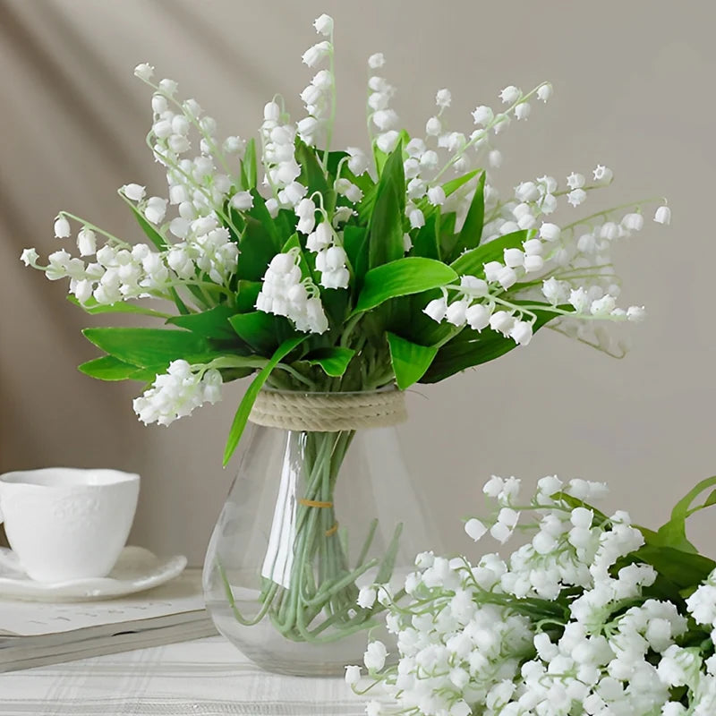 1/20pcs Artificial Flower Bellflower Simulated Lily Of The Valley Home Soft Decoration Wedding Valentine's Bouquet Green Plants
