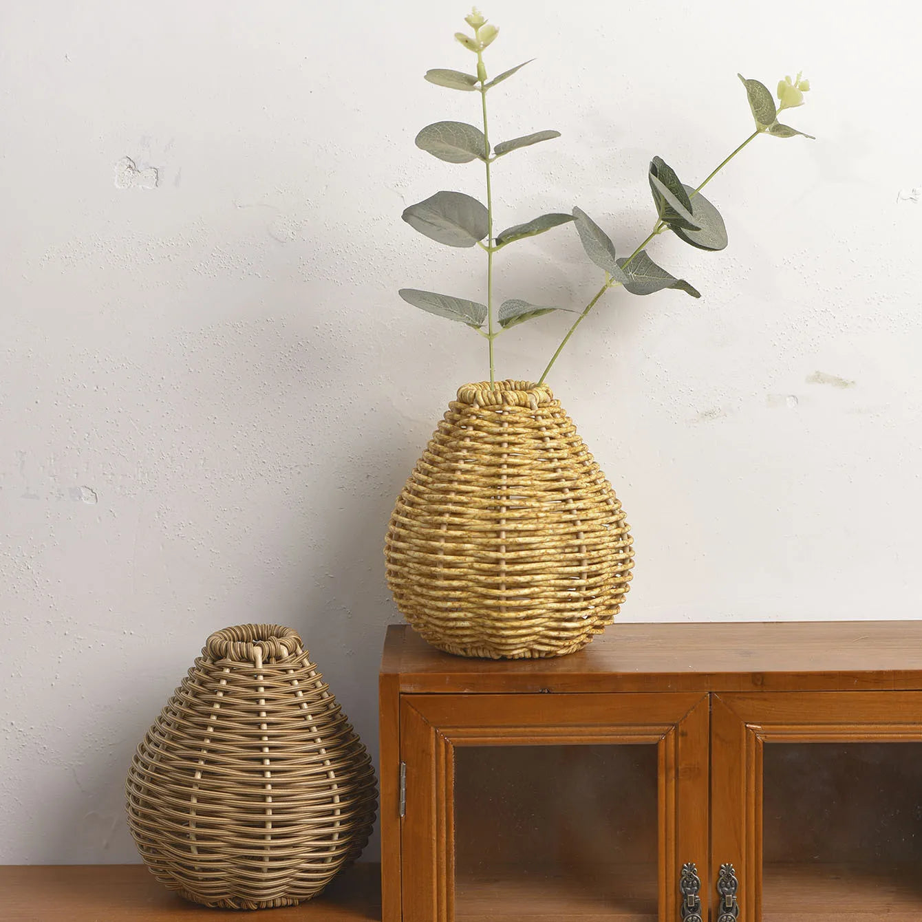 Decorative Imitation Rattan Vase Woven Decorative Table Vase for Dried Flower Home and Office Durability and Waterproof Decors