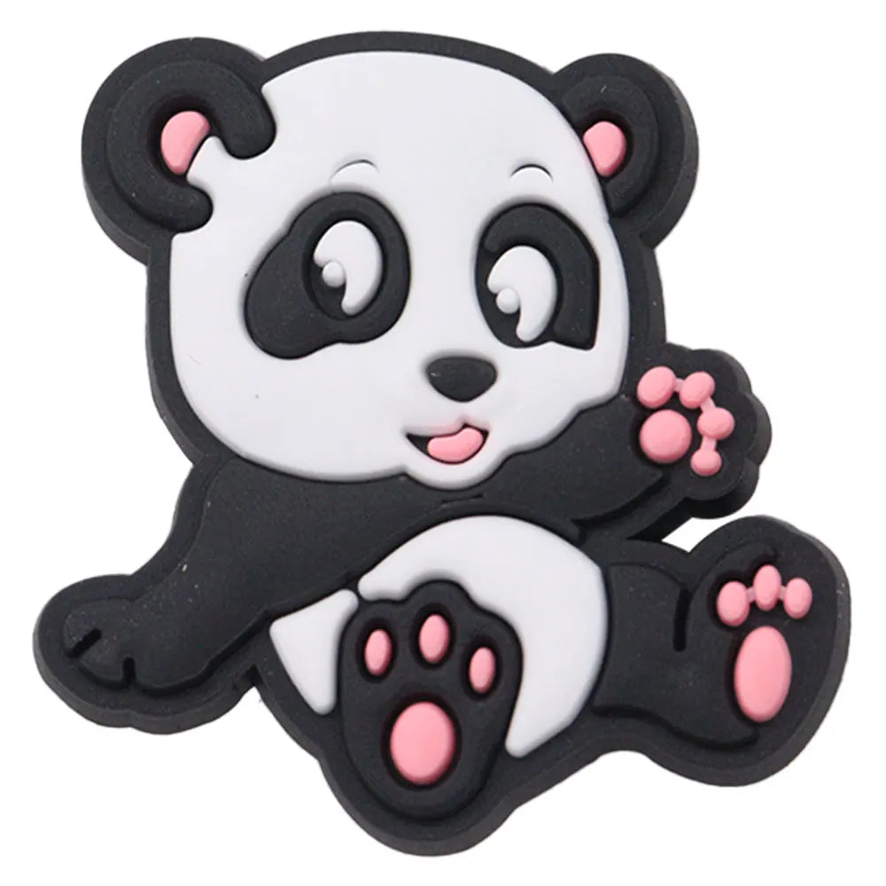 1-18PCS Cartoon Animal Panda Bamboo PVC Shoe Charms Buckle Clog Sandals Decoration Garden Shoes Button Accessories Children Gift