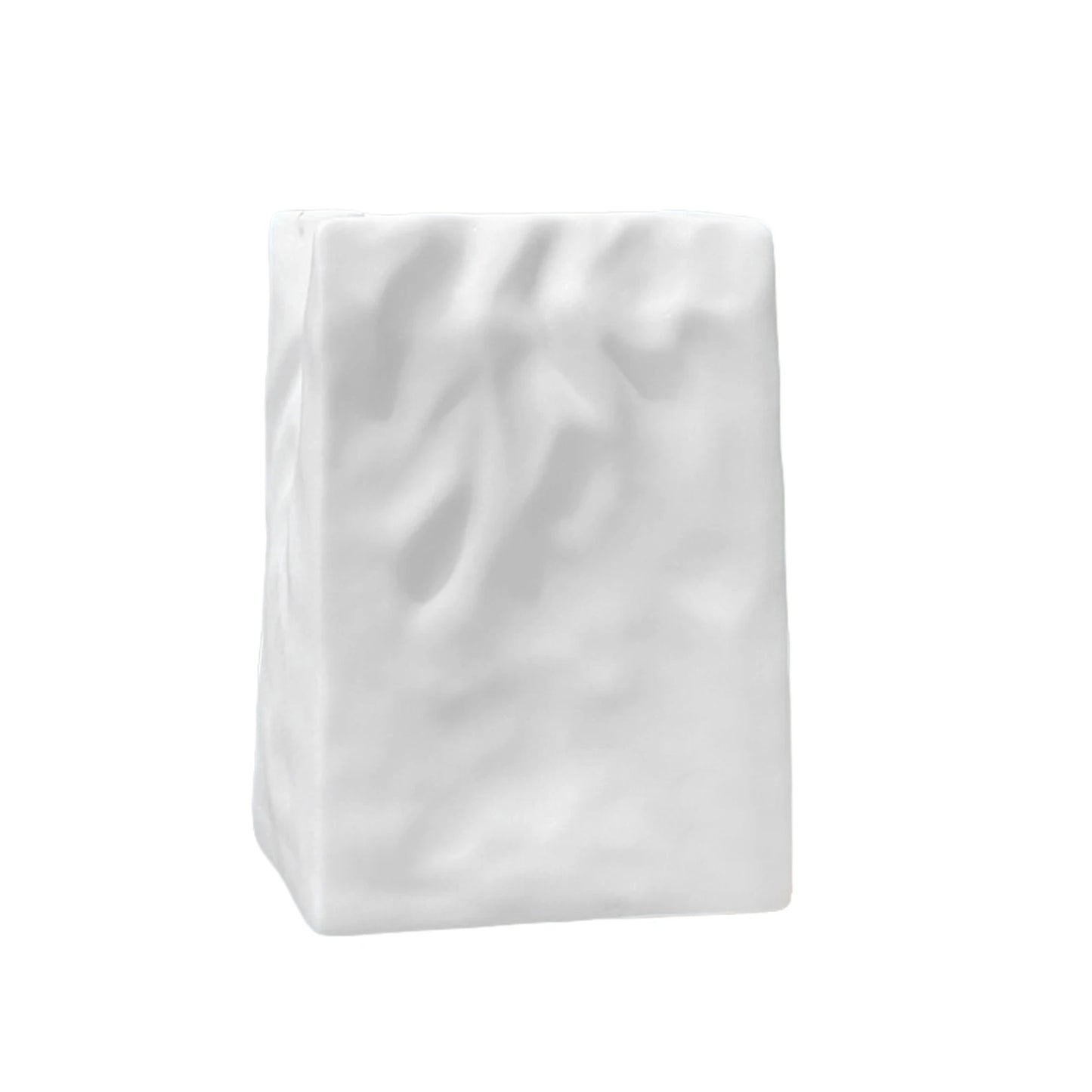 Crumpled/Shell Shaped Flower Vase Stylish Solid White Vase for Home Office Table Centerpieces Decoration