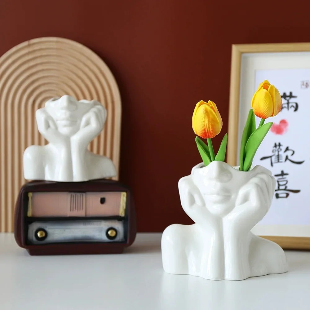 Home Resin Vase Gold White Black Human Body Shaping Art Flower Planter Personalized And Creative Decoration Handicrafts Ornament