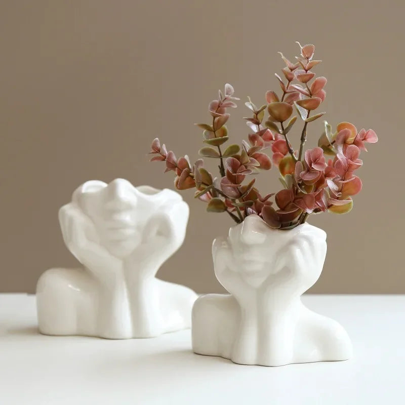 Home Resin Vase Gold White Black Human Body Shaping Art Flower Planter Personalized And Creative Decoration Handicrafts Ornament