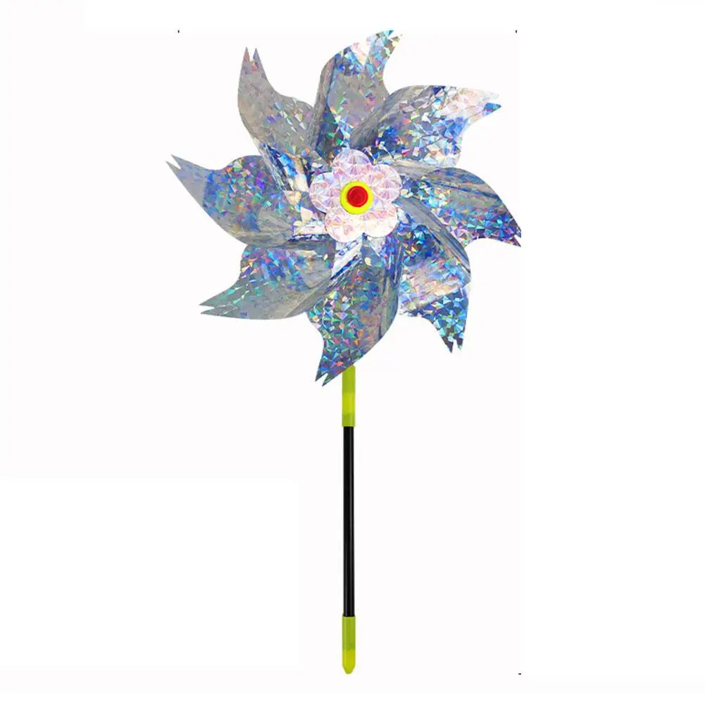 1pc Reflective Birds Repellent Windmills Sparkly Pinwheel With Stake Bird Scare Devices For Spring Garden Decor Supplies