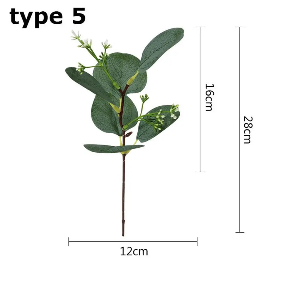 1/10PCS Artificial Plant Eucalyptus Leaves Greenery Stems With Flower Fake Plants Gift Home Decor Wedding Party Wedding Ornament