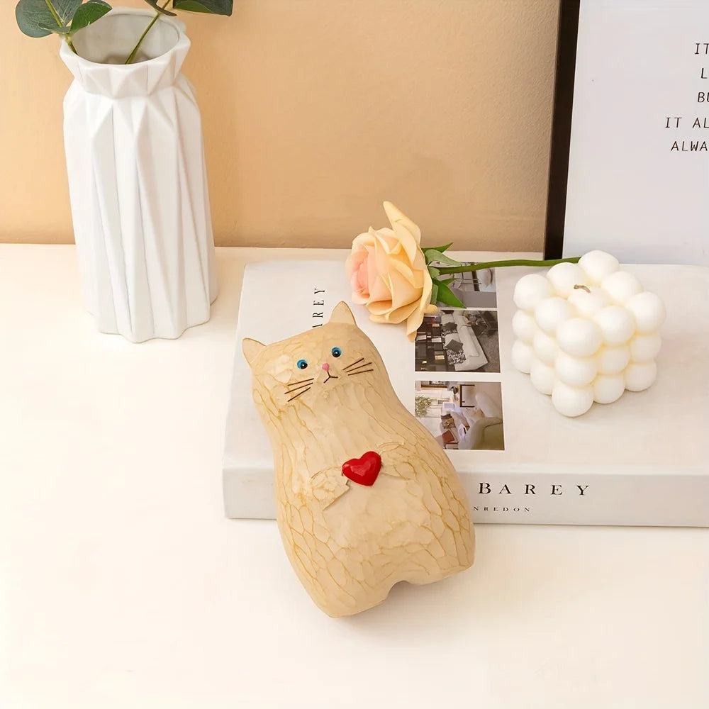 1 Cute Love Cat Vase - Handmade Romantic Flower Pot for Couples, Modern Spring/Summer Home Decoration