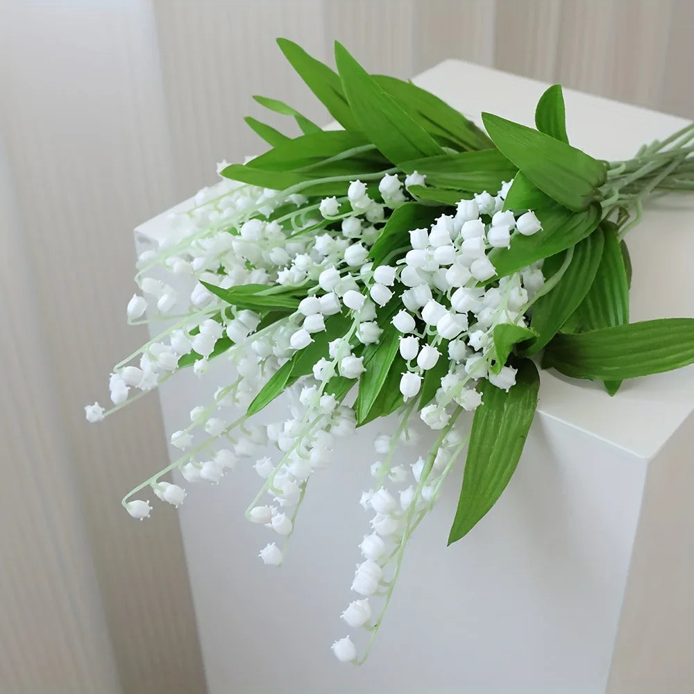1/20pcs Artificial Flower Bellflower Simulated Lily Of The Valley Home Soft Decoration Wedding Valentine's Bouquet Green Plants