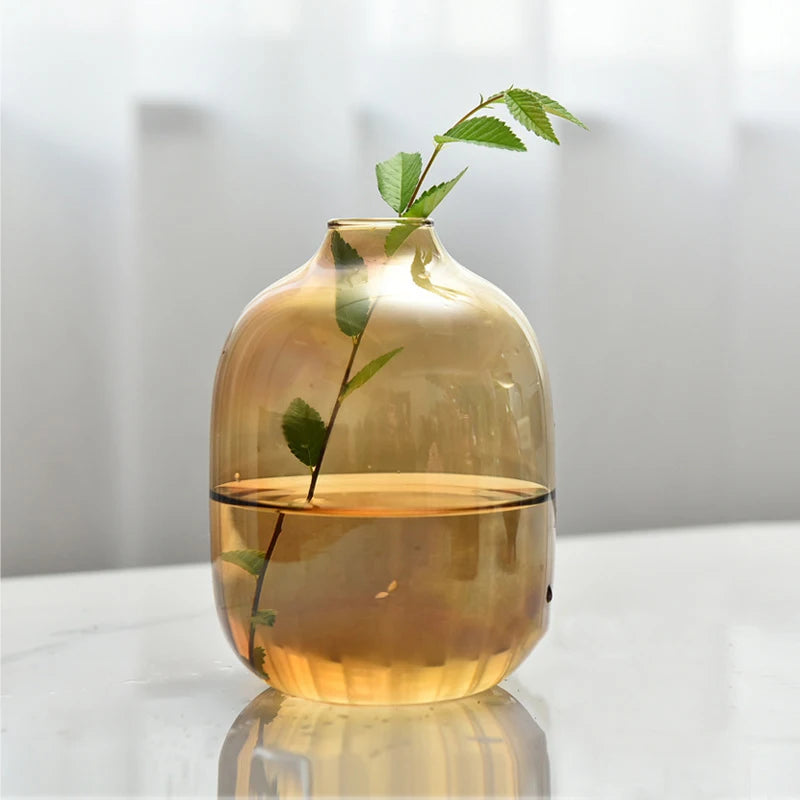 Retro Glass Vase Plant Hydroponic Terrarium Desktop Vase Glass Crafts DIY Aromatherapy Bottle Flower Arrangement Decoration