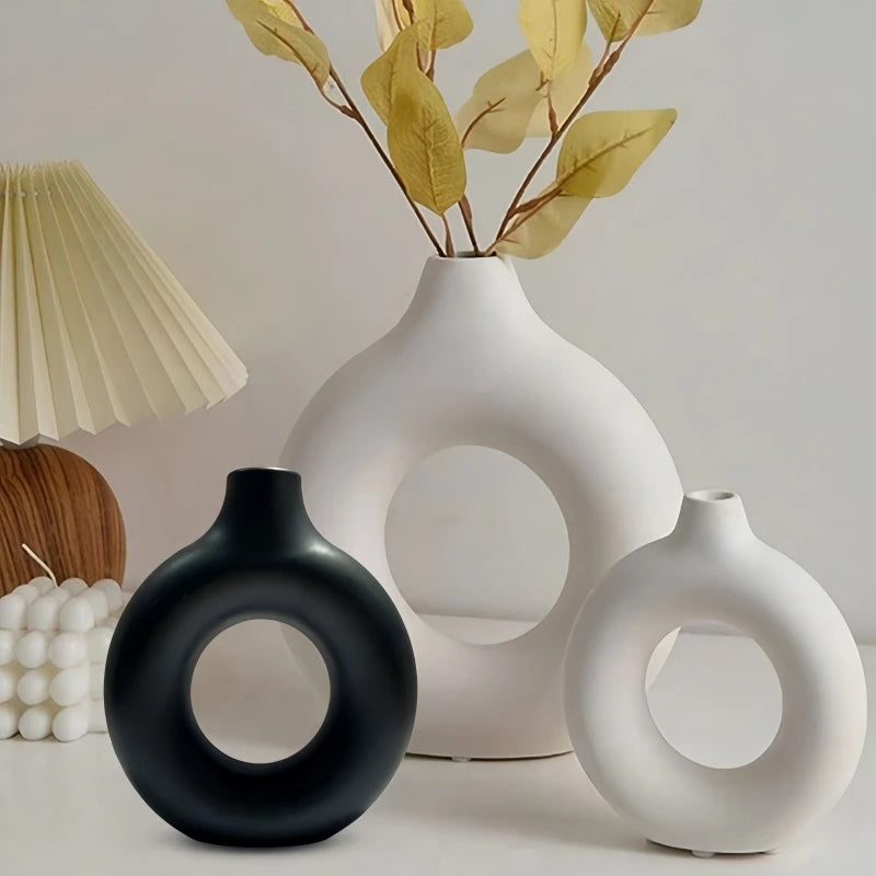 1 piece round vase decoration, imitation ceramic vase, suitable for wedding vase decoration, home living room flower arrangement